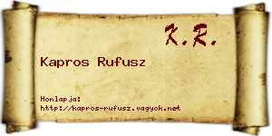 Kapros Rufusz névjegykártya